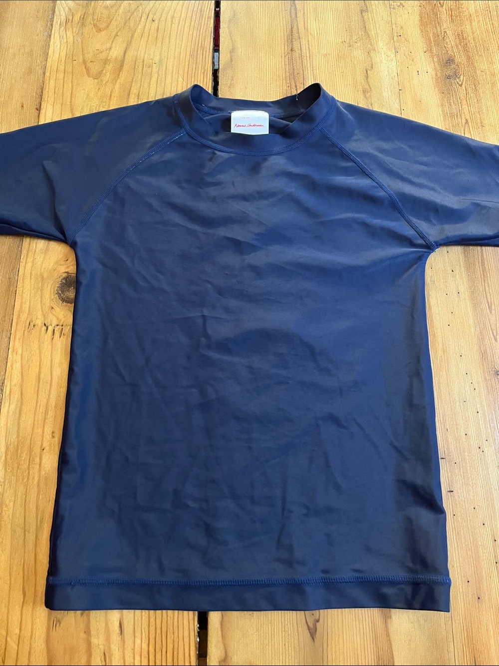 HANNA ANDERSSON 130 Solid Navy Blue Rashguard Short Sleeve